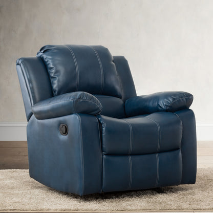 Charlotte Leather Gel Recliner - Navy Blue