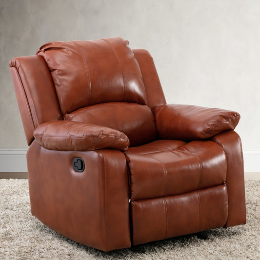 Charlotte Leather Gel Recliner - Caramel