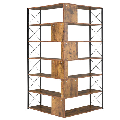 L-Shaped Corner Bookcase - Brown