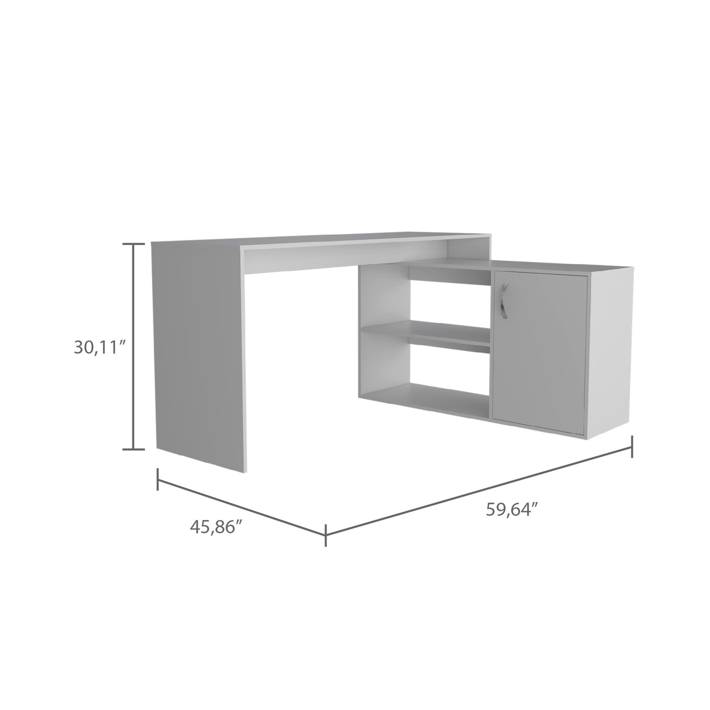 Lyncliff 1-Drawer 2-Shelf L-Shaped Office Desk- White