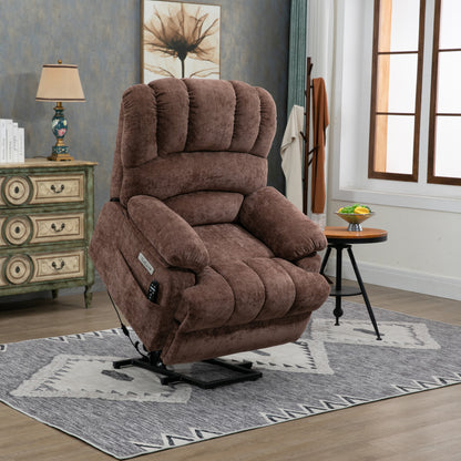 Mia Heat Massage Chenille Power Lift Recliner Chair - Brown