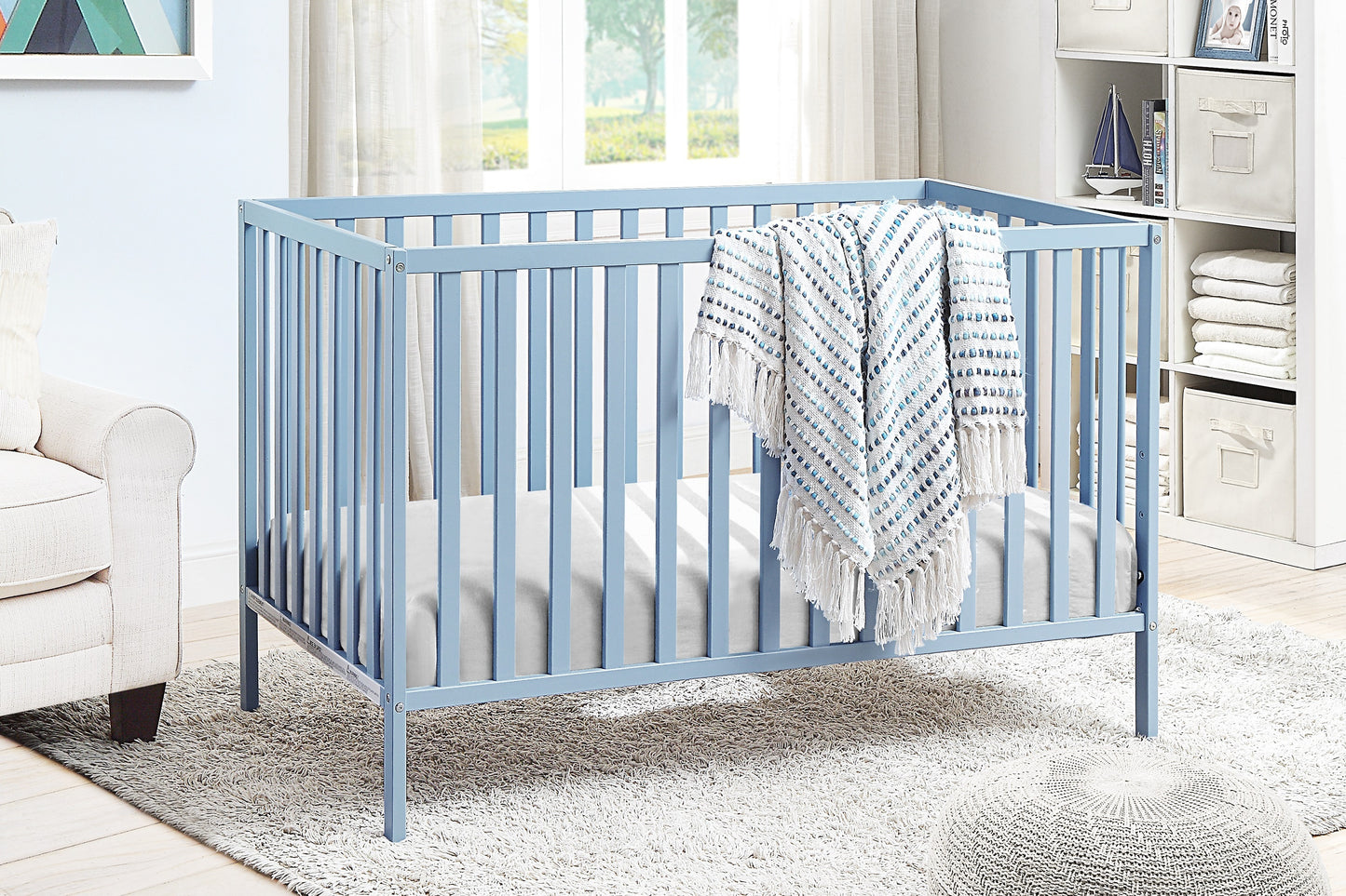 Palmer 3-in-1 Convertible Island Crib - White - Blue