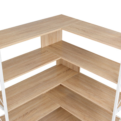 L-Shaped Corner Bookcase - Oak