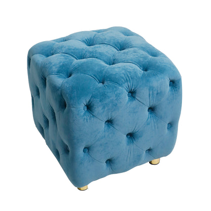 Velvet Upholstered Vanity Seat - Blue