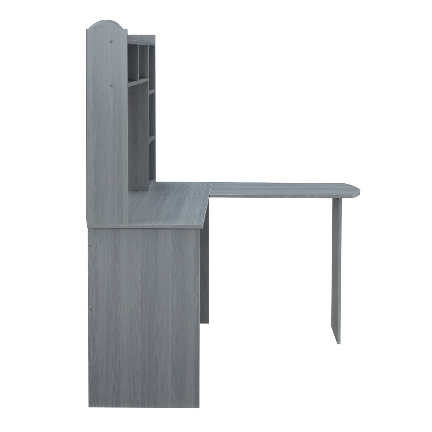 Tech Desk Pro L-Shaped Desk with Hutch - Grey