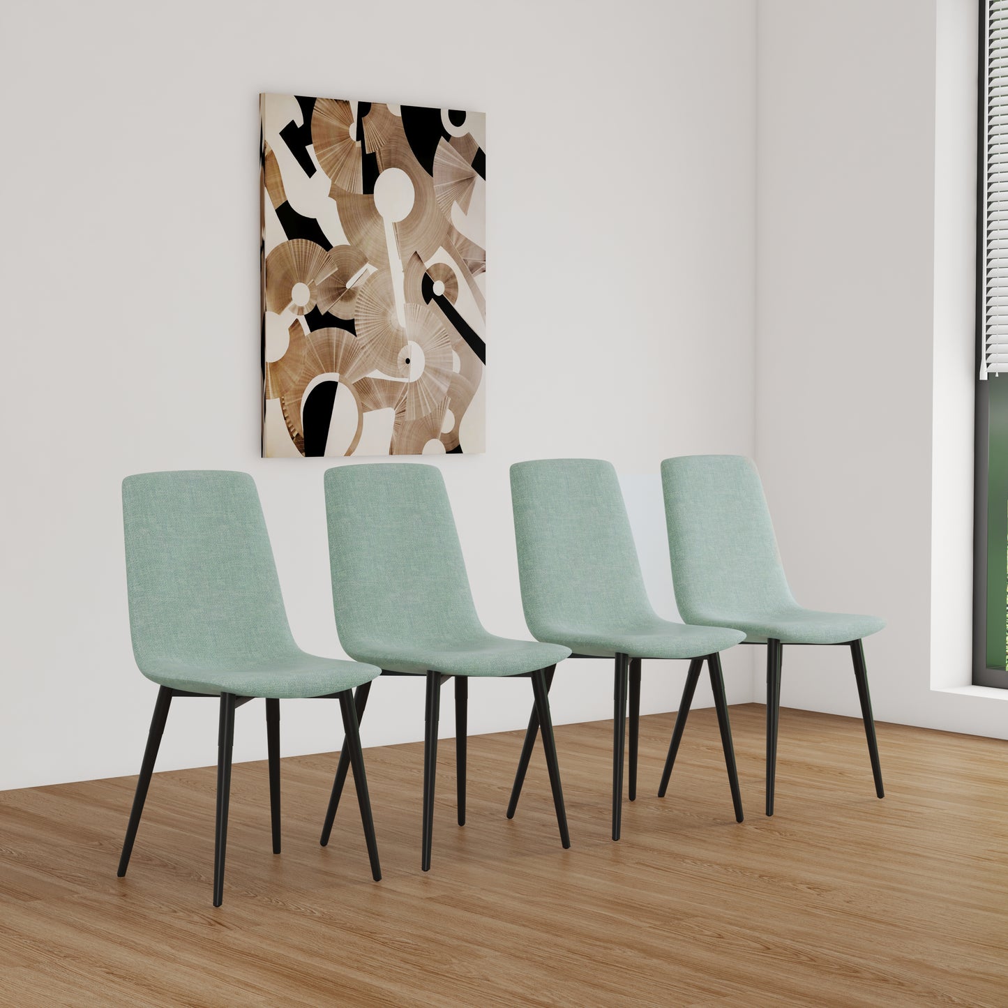 Ona Suedette Dining Chairs with Black Metal Leg (Set of 2) - Light Green