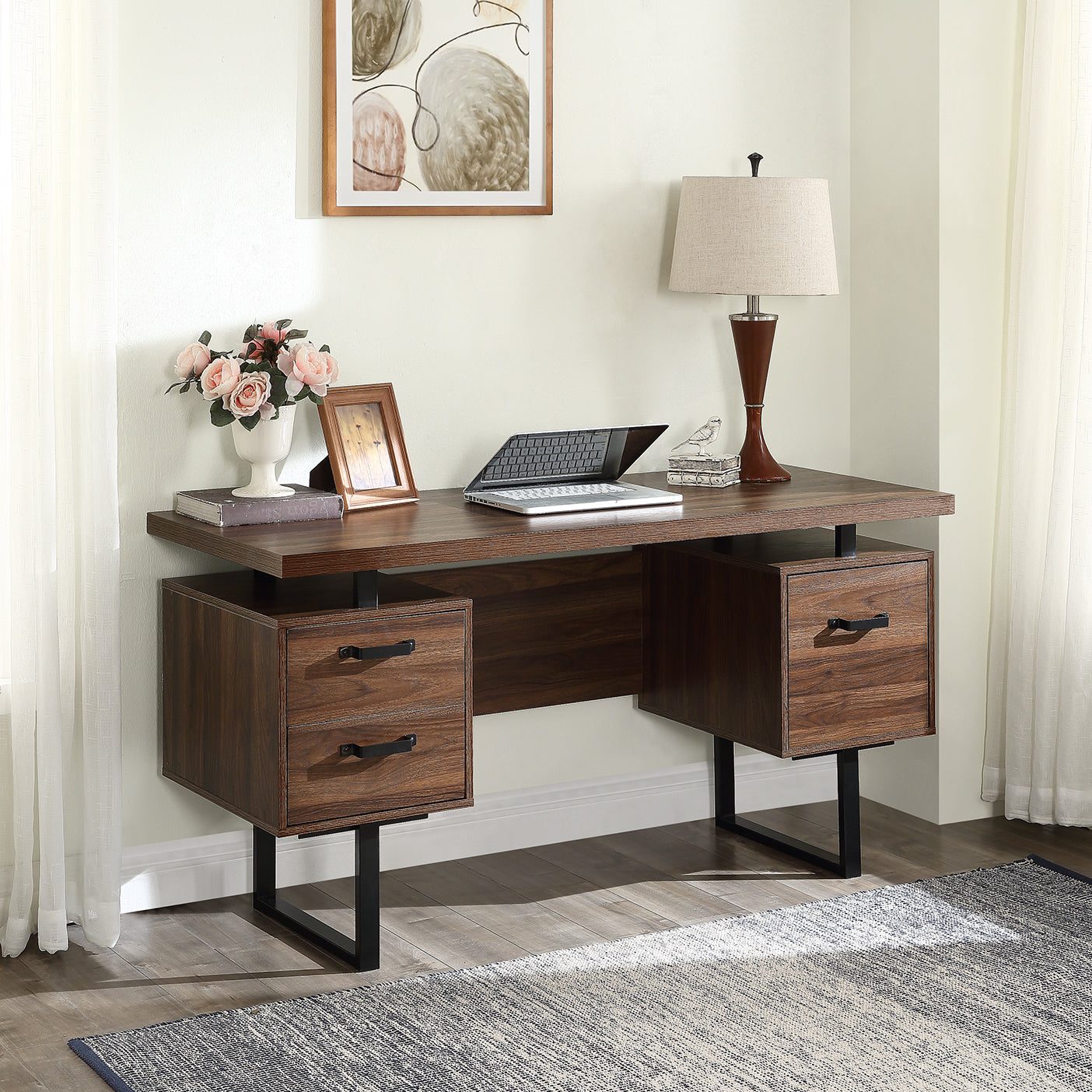 Computer Desk with Drawers 59 inches