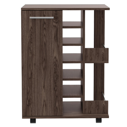 Bar Cart with Division Carbon - Dark Walnut