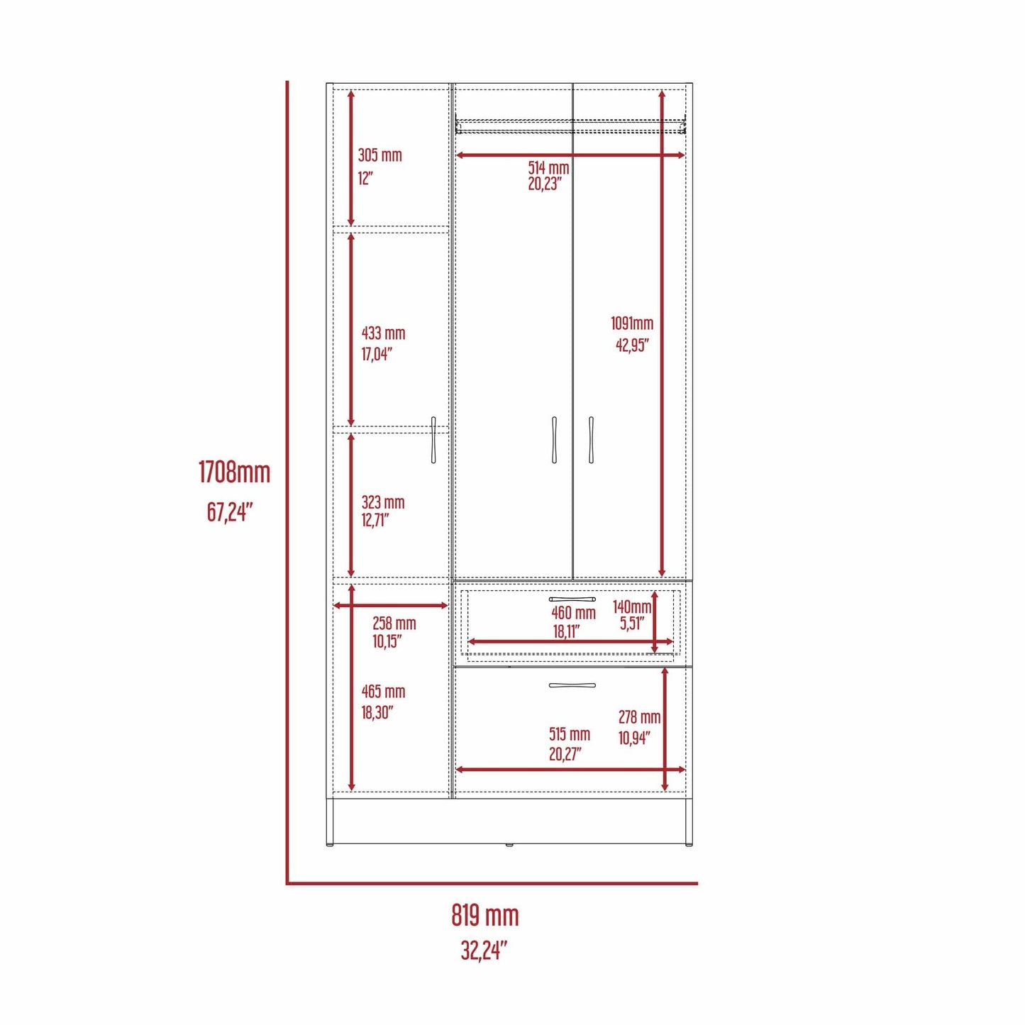 Maven 1-Drawer Rectangle Armoire