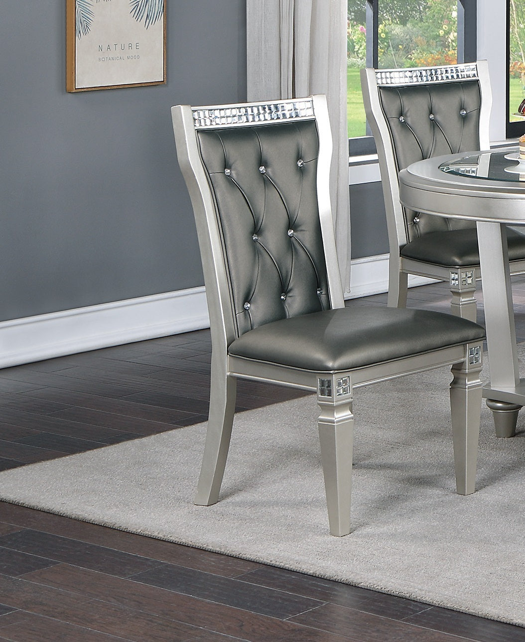 Bernard Cushion Button Tufted Dining Chair (Set of 2) - Silver