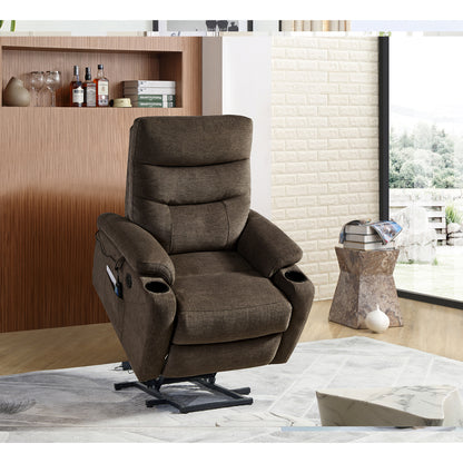 Trek Electric Power Lift Recliner Chair with Massage and Heat - Dark Brown