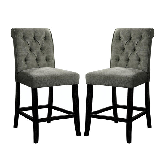 Brent II Fabric Upholstered Dining Chairs (Set of 2)- Antique Black