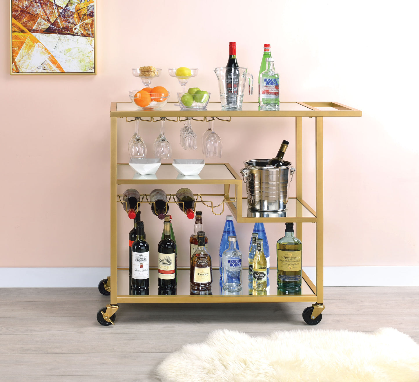 Champagne Serving Cart & Mirror