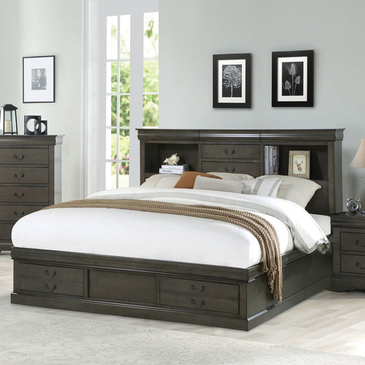 Louis Philippe III Queen Bed - Dark Gray