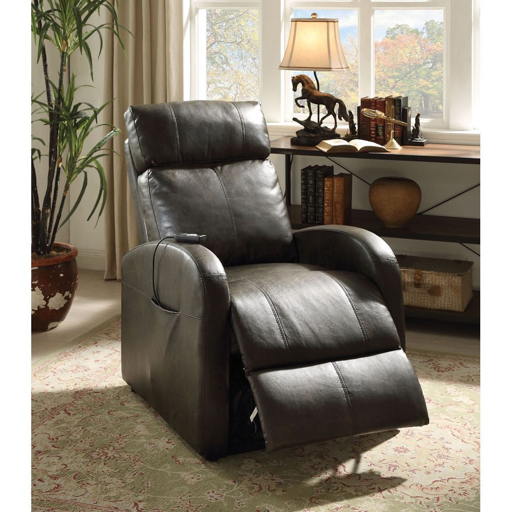 Ricardo PU Recliner with Power Lift - Dark Gray