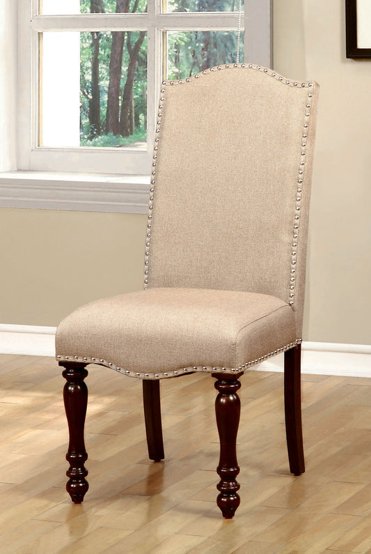 Densel Fabric Dining Chair (Set of 2) - Beige+Brown