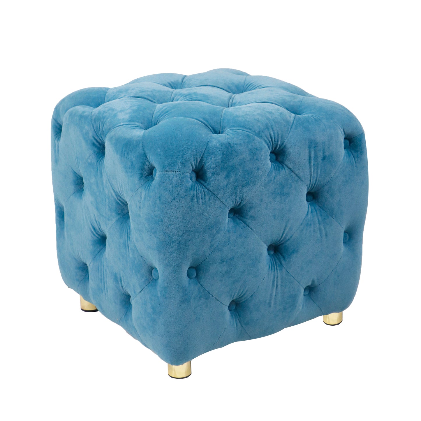 Velvet Upholstered Vanity Seat - Blue