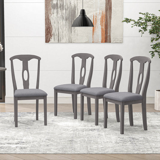 Titus Rustic Wood Padded Dining Chairs (Set of 4) - Gray