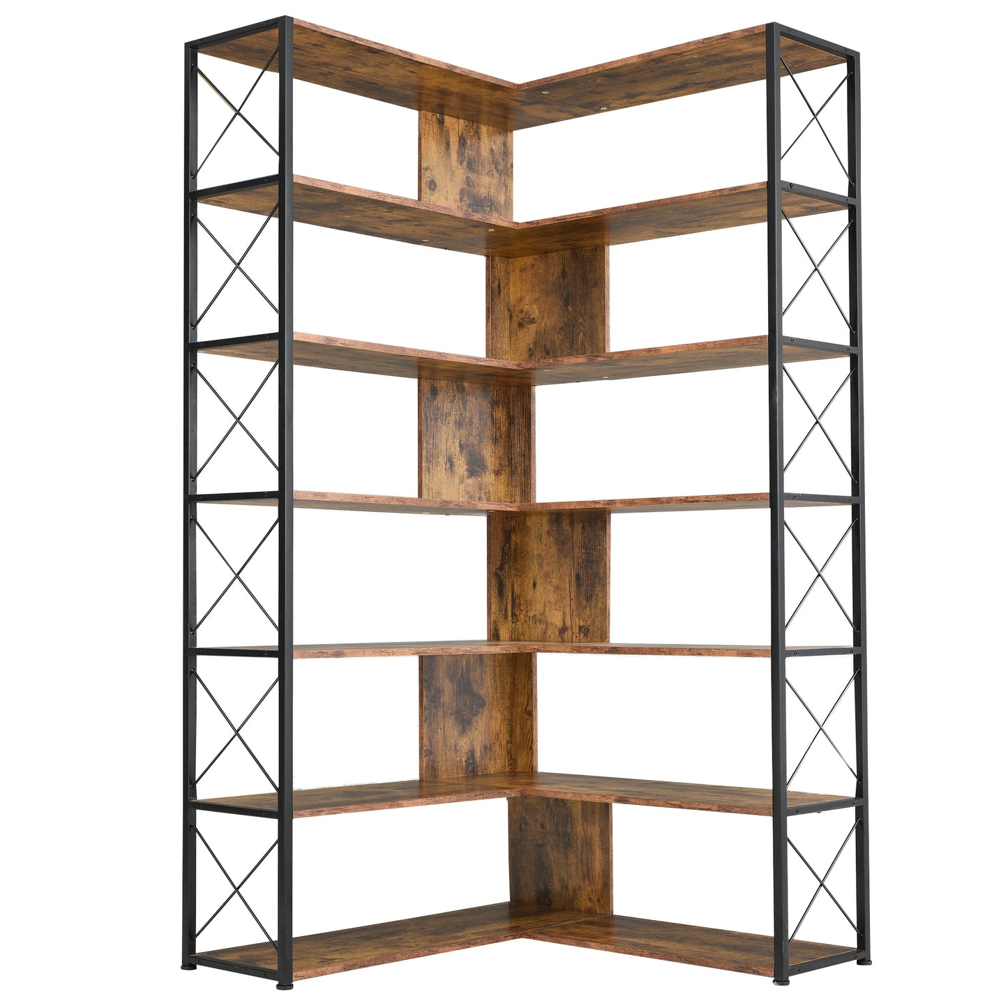 L-Shaped Corner Bookcase - Brown