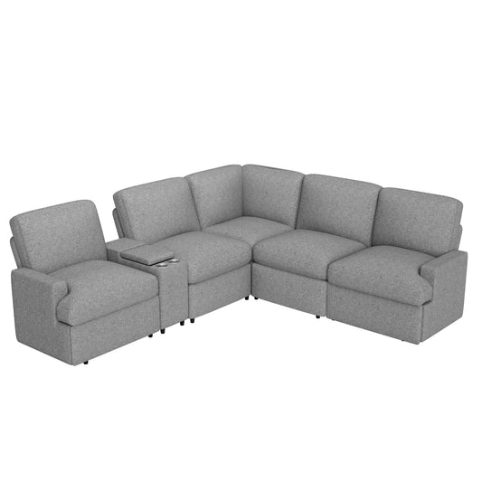 Emil Power Recliner Sofa Sectional with Storage - Grey