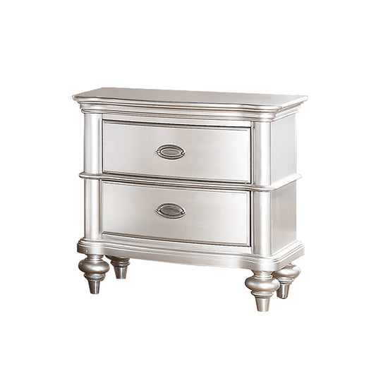 Alexander Wood Nightstand with 2 Drawer - Silver