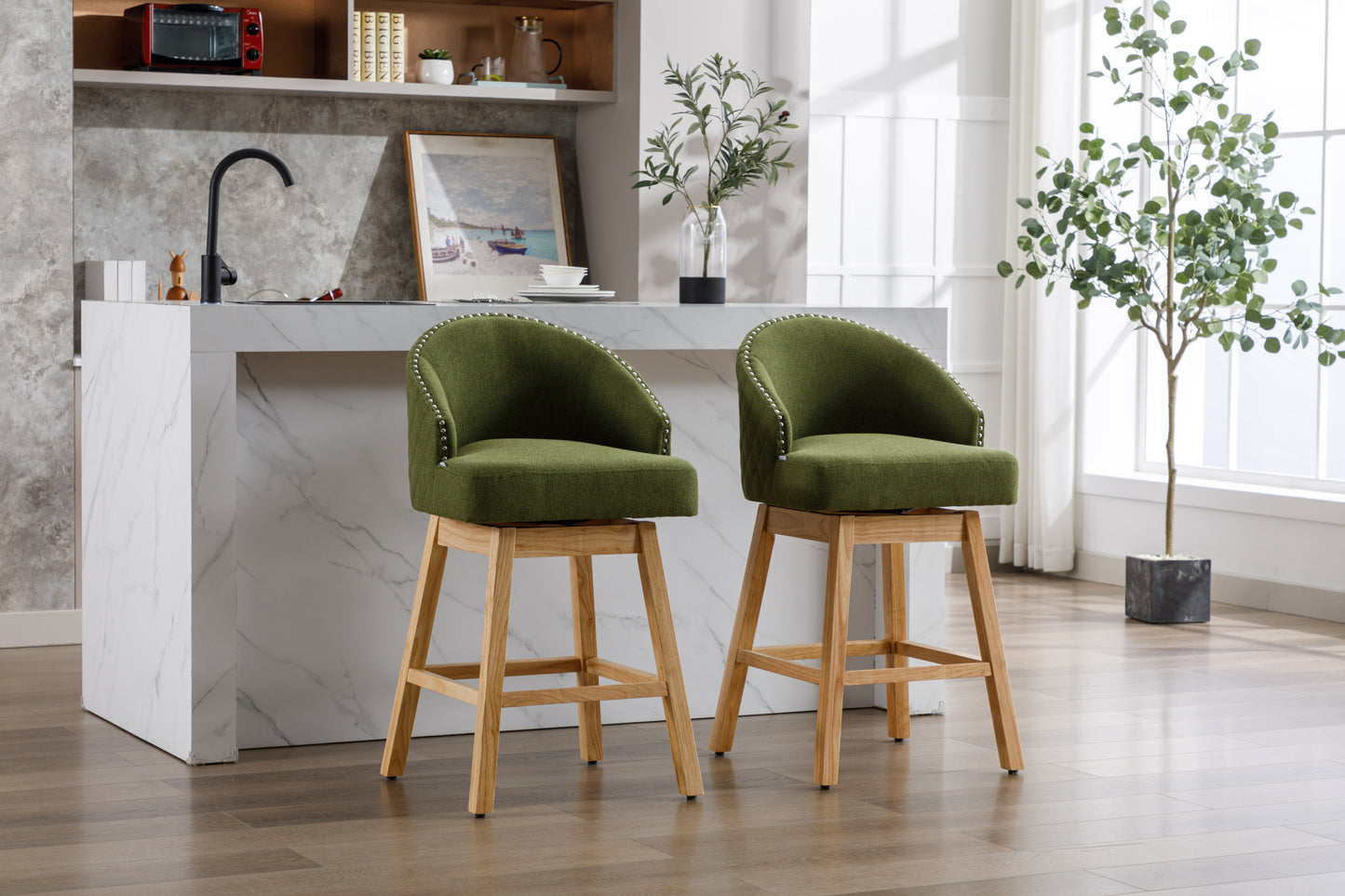 COOLMORE Bar Stools - Green Set of 2