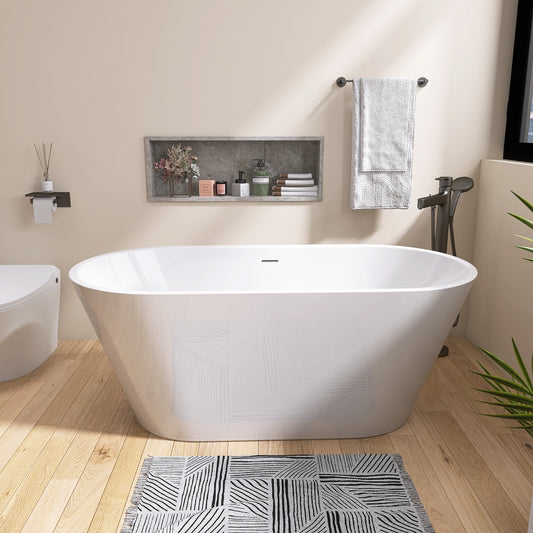 Elo 67" Acrylic Freestanding  Soaking Bathtub - Gloss White
