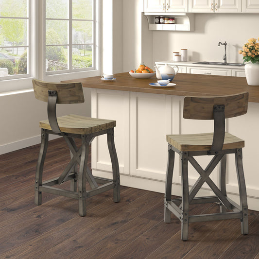 Lancaster Counter Stool with Back Rest - Oak