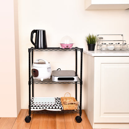 Simple Deluxe I 3-Tier With Wheels- Black