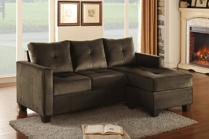 Gai Reversible  Sectional Microfiber Fabric  Sofa w   - Coffee