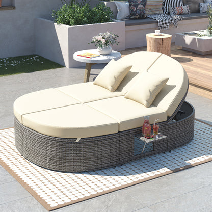 Burley Outdoor Sun Bed Patio 2-Person Daybed - Beige