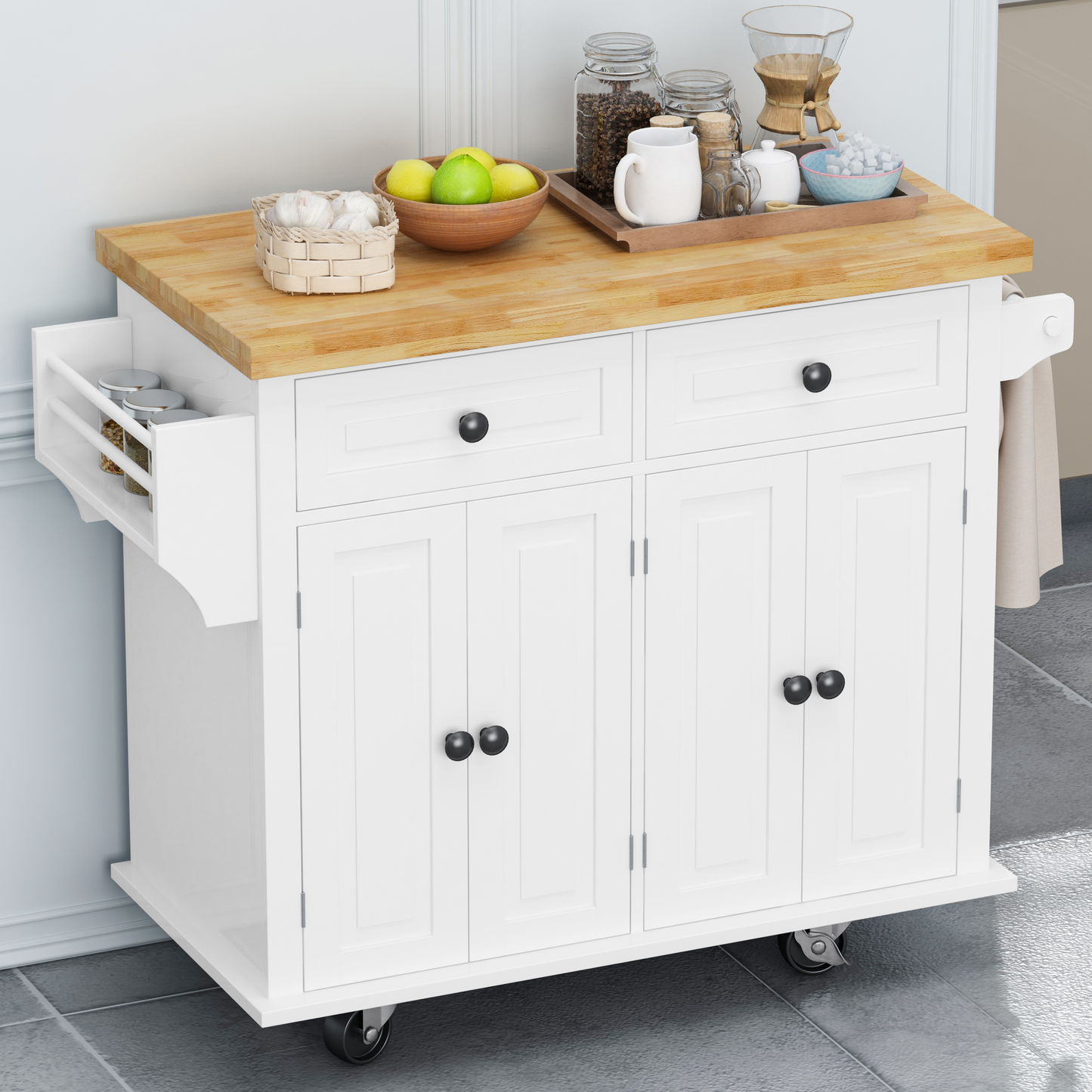 Nexa Kitchen Island Cart - White