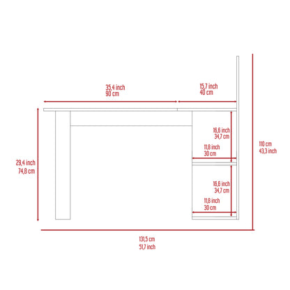 Fairfield 4-Shelf L-Shaped Computer Desk- Smokey Oak