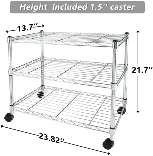 Simple Deluxe III 3-Tier With Wheels- Silver