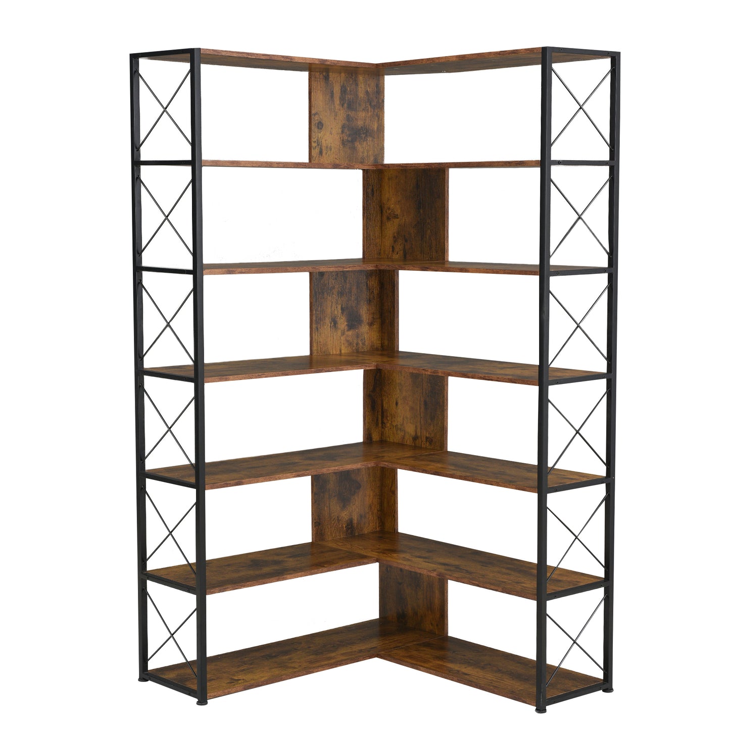 L-Shaped Corner Bookcase - Brown