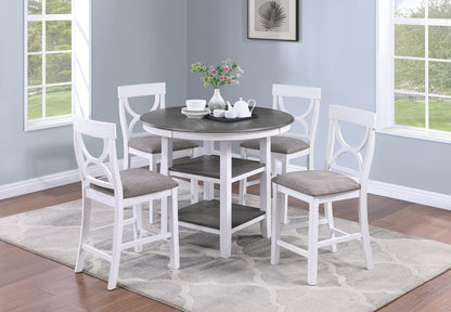 Umar 5pc Dining Counter Height Dining Set Table w  4x Chairs - White