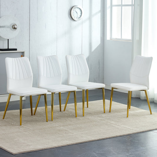 Baylor Dining Chairs with Golden Metal Leg (Set of 4) - White