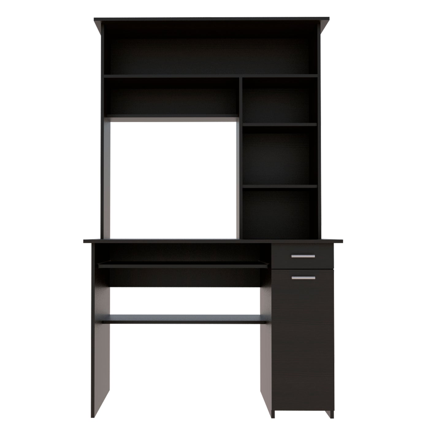 Aberdeen 2-Drawer 7-Shelf Computer Desk with Hutch - Black