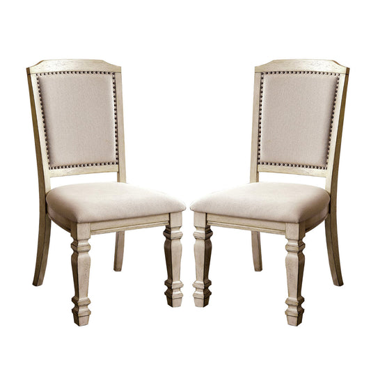 Louise Padded Fabric Dining Chairs (Set of 2) - Antique White