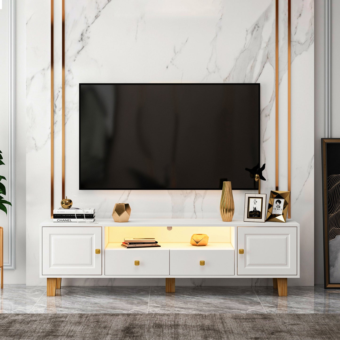 Buckingham TV stand Entertainment Center - White