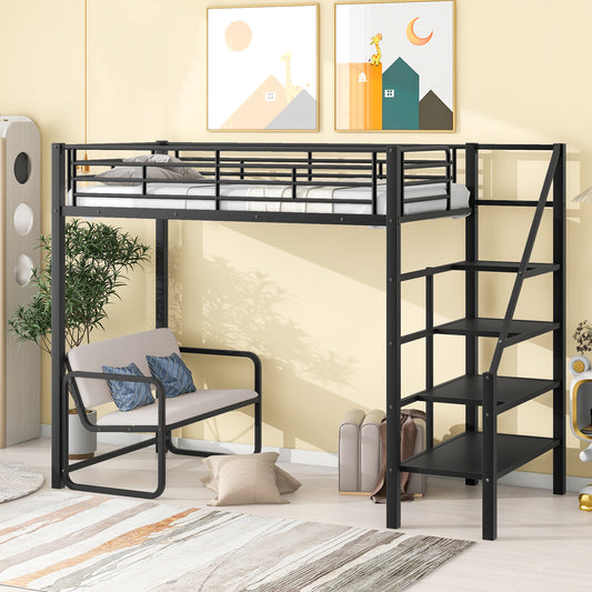 Black Beauty Loft Bed With Bench