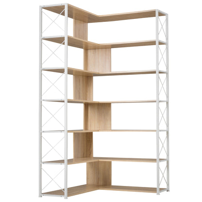 L-Shaped Corner Bookcase - Oak