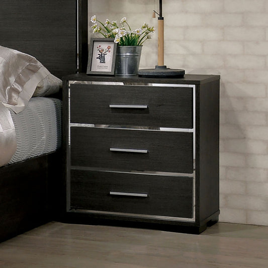 Sleek Solid Wood Nightstand -  Gray