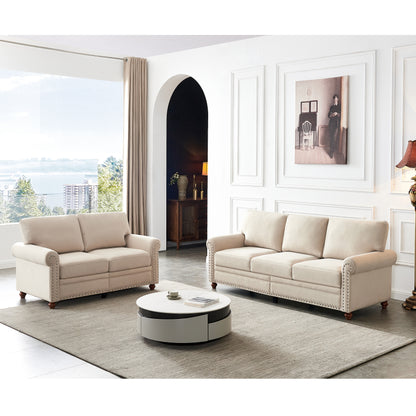 Elegant Comfort Linen Sofa with Storage - Beige