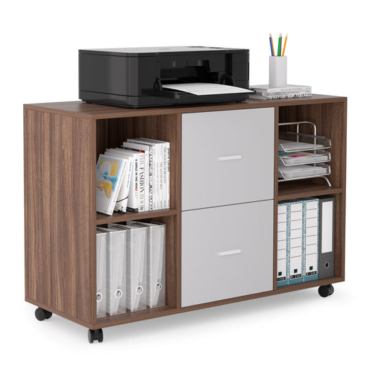 Walnut-Gray Home Office Organizer