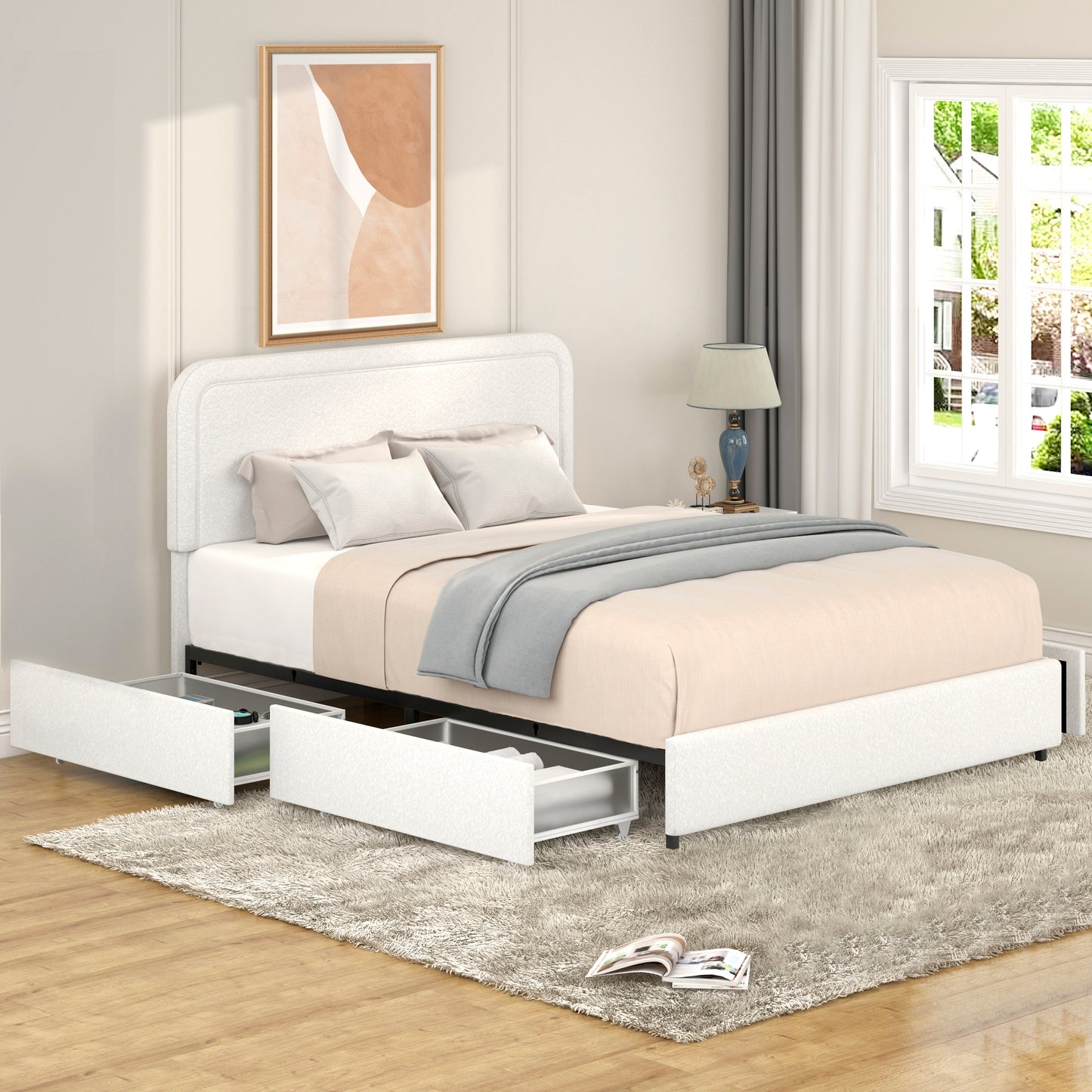 Liv Queen Size Platform Bed - Ivory