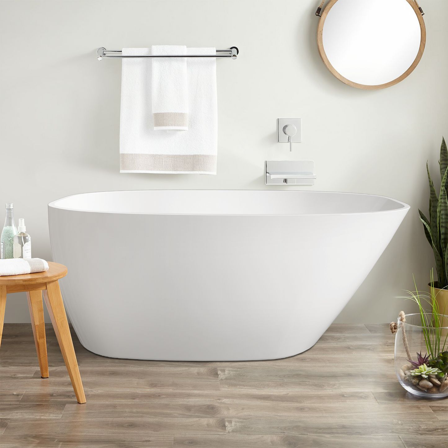 Vida 59" Acrylic Freestanding Soaking Bathtub  - White