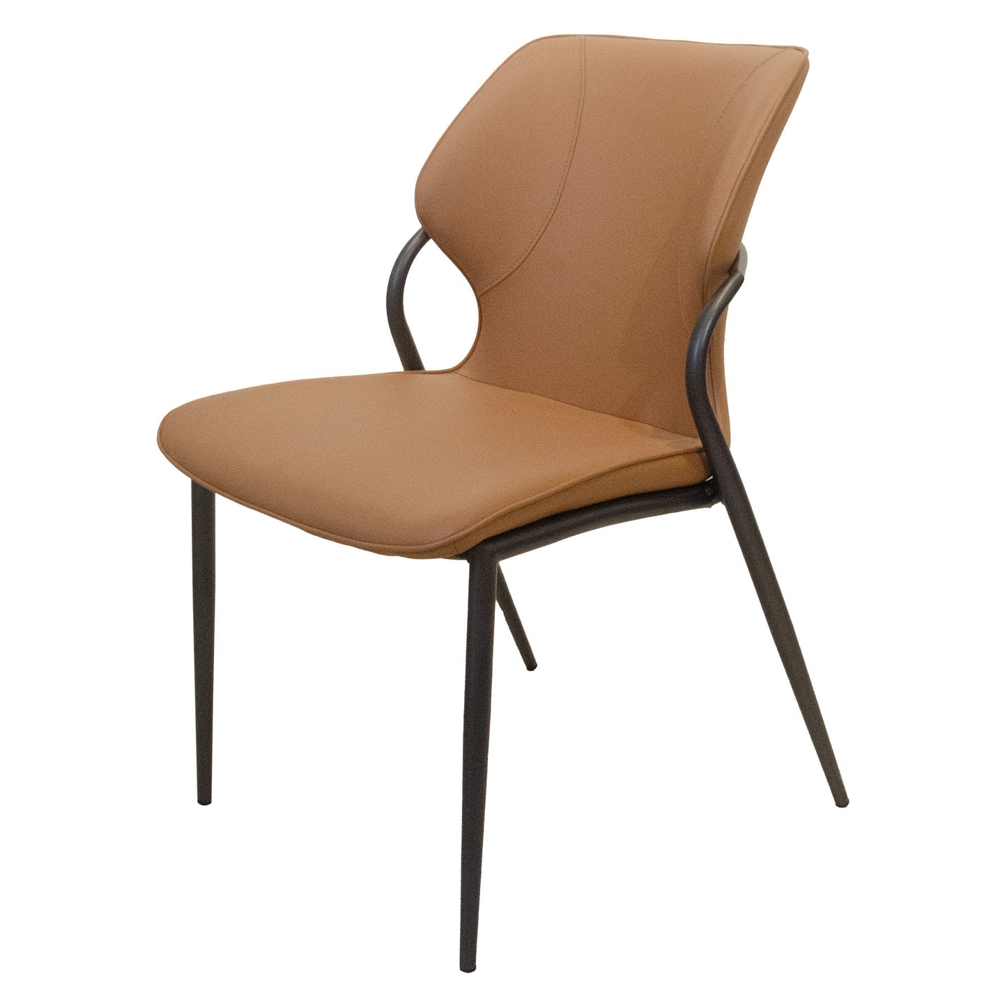 Cornett Pu Dining Chairs with Black Metal Leg (Set of 2) - Light Brown