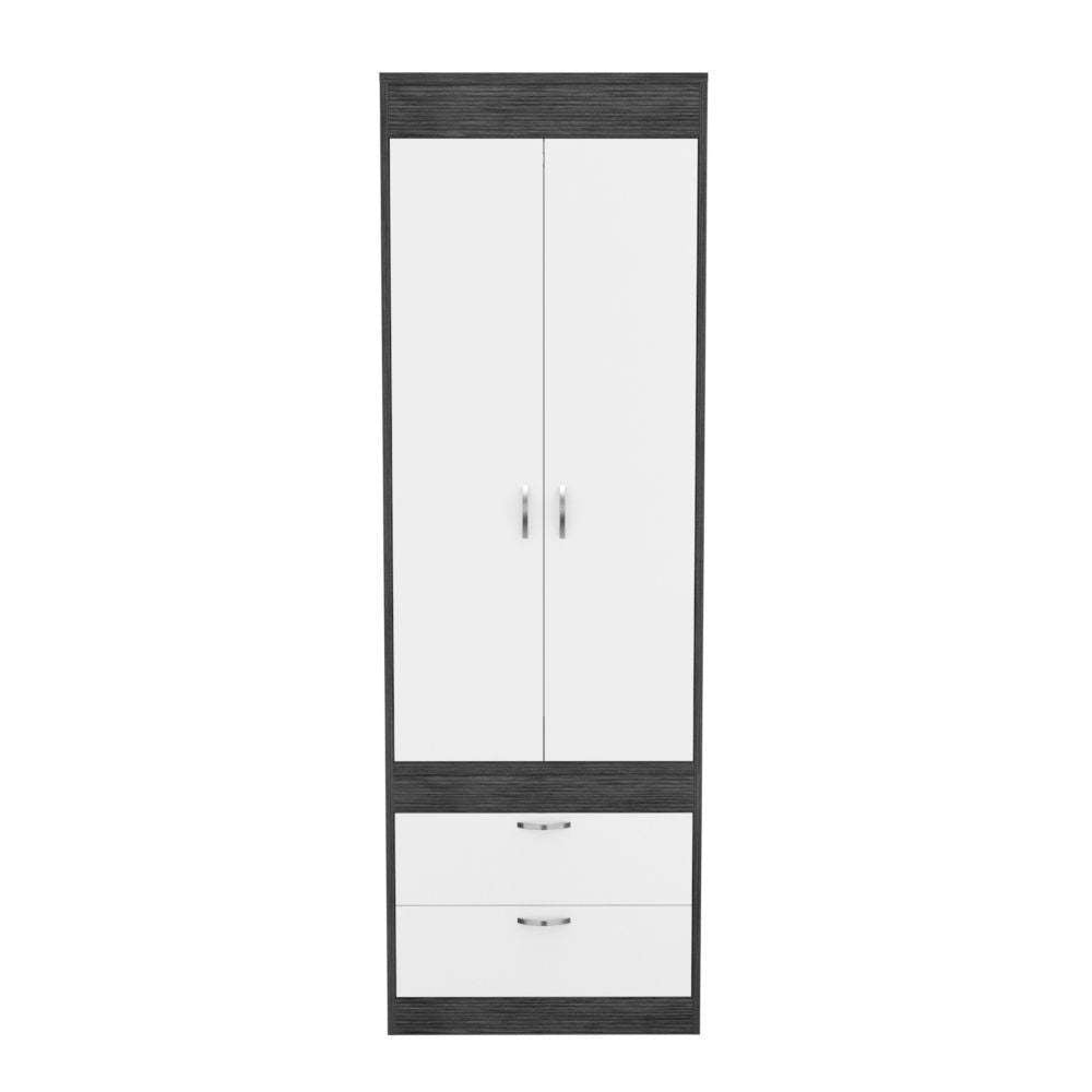 Grove 2-Drawer Armoire - Smokey Oak & White