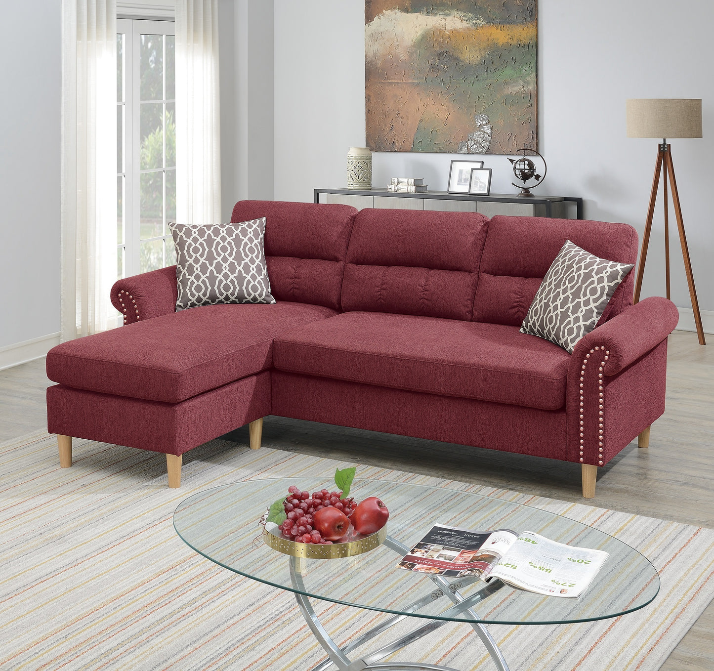 Esme Reversible Sectional Sofa Set  - Red